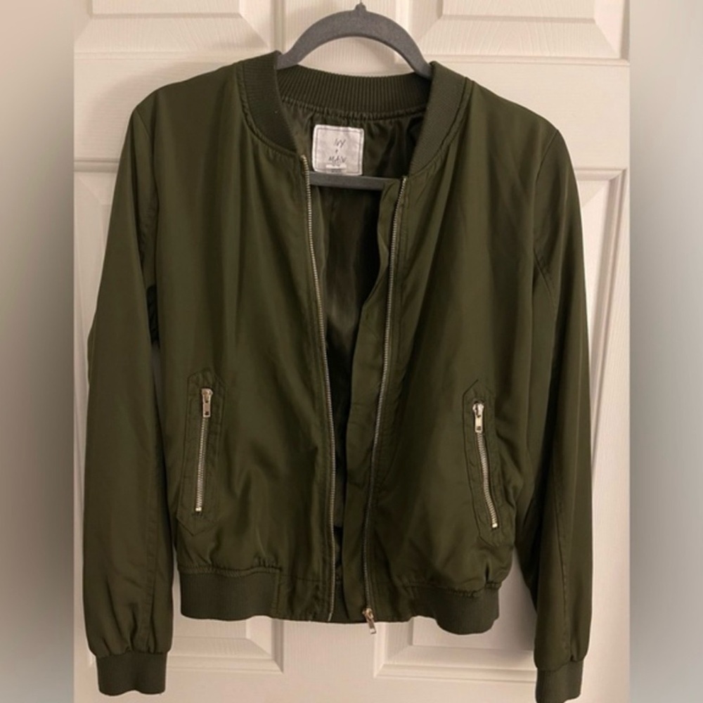 Ivy + Main Stylish Olive Bomber Jacket E-4